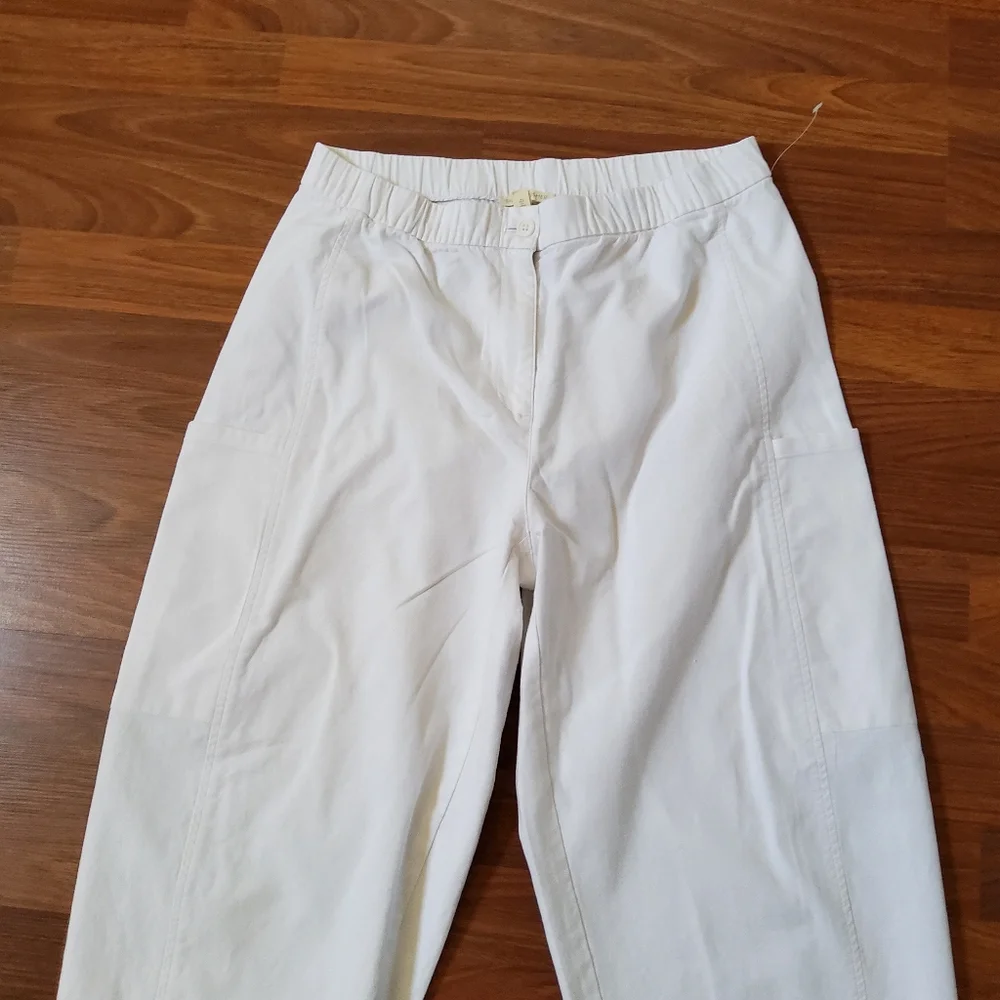 Eileen Fisher White Organic Cotton Hemp Crop Pants Cargo Size S EUC - Picture 5 of 11